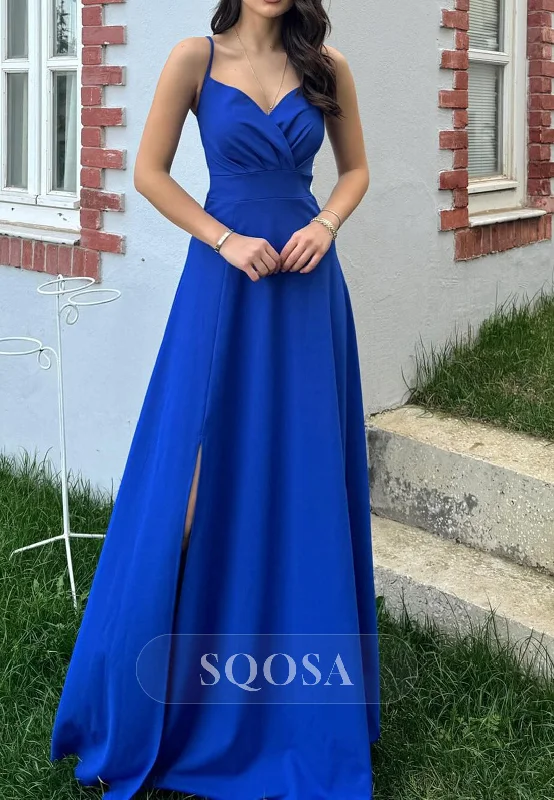 Weekend Special floral wrap dressSatin A-Line V-Neck Spaghetti Straps With Side Slit Party Prom Evening Dress QP3546 Weekend Special floral wrap dressSatin A-Line V-Neck Spaghetti Straps With Side Slit Party Prom Evening Dress QP3546