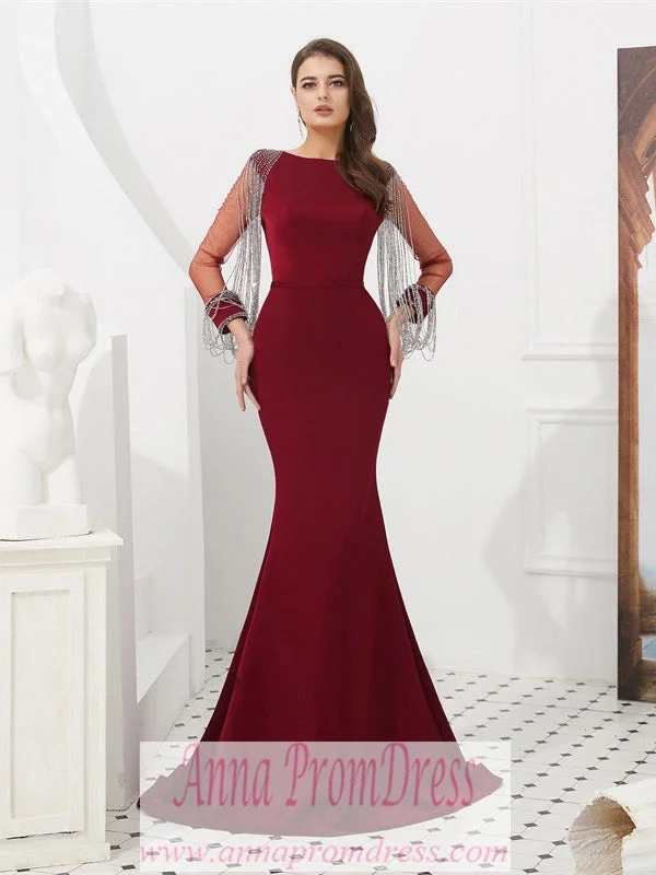 Instant Discount Long Sleeve Prom Dresses Mermaid Long Burgundy Beading Sexy Gorgeous Prom Dress JKL1608 Instant Discount Long Sleeve Prom Dresses Mermaid Long Burgundy Beading Sexy Gorgeous Prom Dress JKL1608