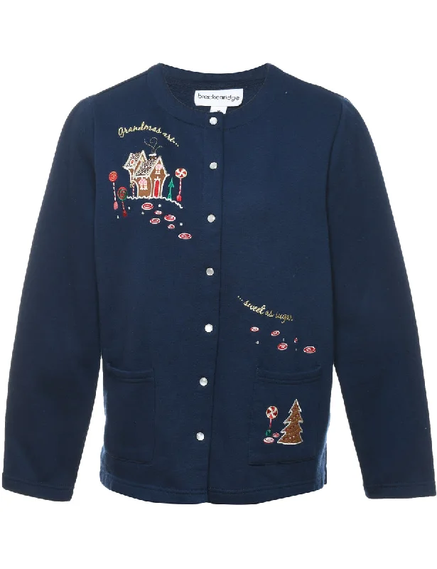 Bargain Prices relaxed winter jacketNavy Christmas Sweatshirt - M