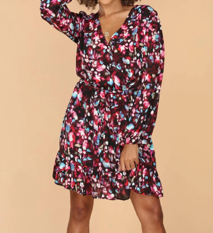 Discount Deals casual day dressBali Long Sleeve Surplice Dress In Multi