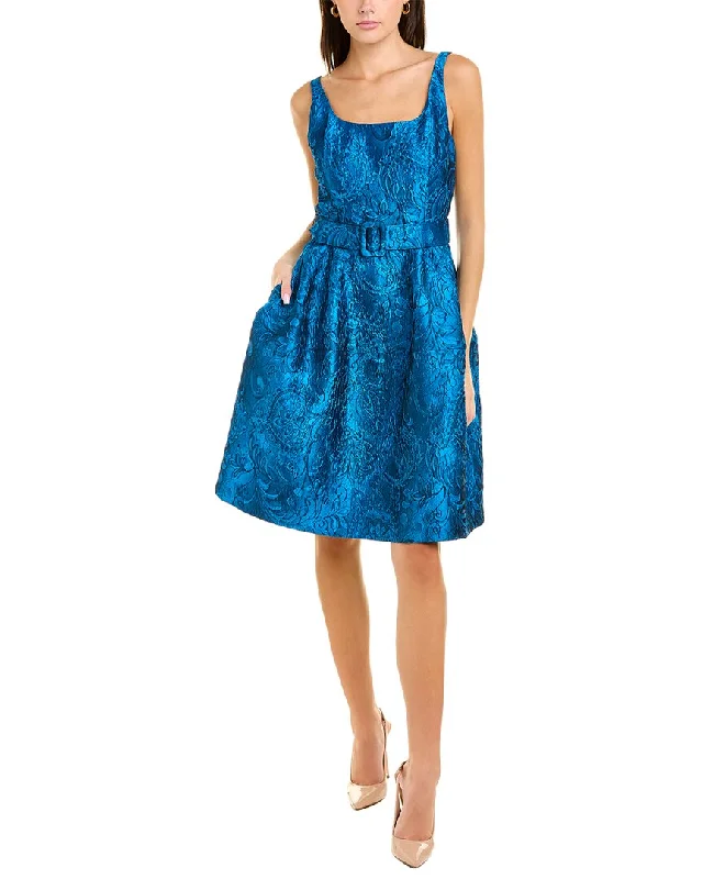 Best Bargains tiered dressOscar de la Renta Jacquard Silk-Blend A-Line Dress