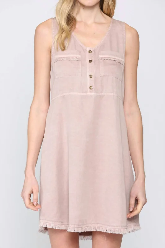 Lowest Price denim dressWashed Sleeveless Tencel Dress In Washed Rose