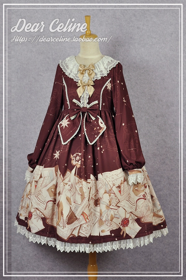 Early Access draped dress(BFM)Dear Celine~Cat Professor's Magic Class~Daily Lolita OP Dress Long Sleeve Dress