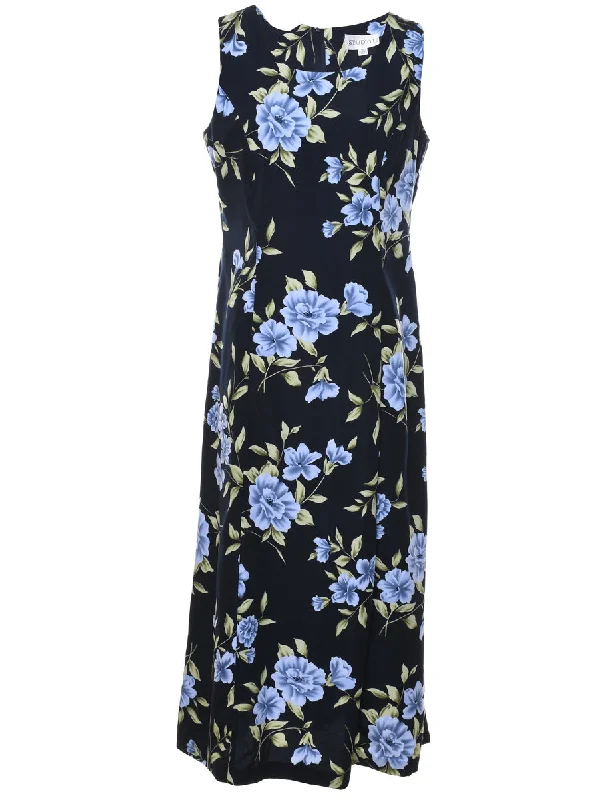Sneak Peek Sale wool coatBlack Floral Print Maxi Dress - M
