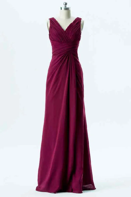 Limited Availability flowy maxi dressOrchid A-line Chiffon Crisscross Pleated Long Bridesmaid Dress