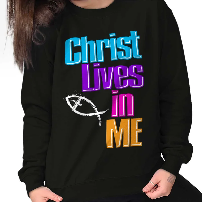 Extra Discounts high-performance athletic hoodieChrist Lives in Me Crewneck Sweatshirt Extra Discounts high-performance athletic hoodieChrist Lives in Me Crewneck Sweatshirt