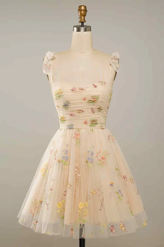 Markdown Madness ruched dressChampagne A-line Bow Tie Straps Pleated Applique Mini Homecoming Dress Markdown Madness ruched dressChampagne A-line Bow Tie Straps Pleated Applique Mini Homecoming Dress