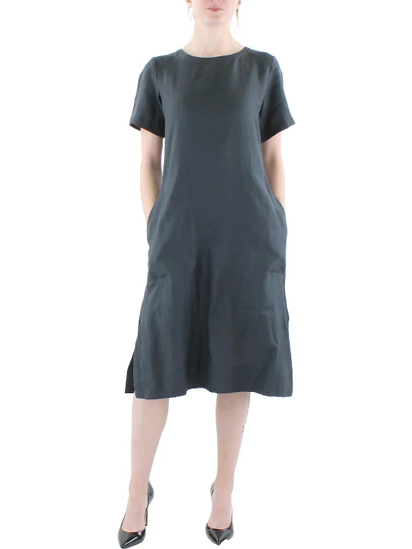 Year-End Sale wrap dressWomens Linen Calf Midi Dress