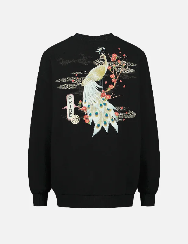 Daily Deals relaxed fit sports hoodiePeacock and Tsubaki Print Sweatshirt