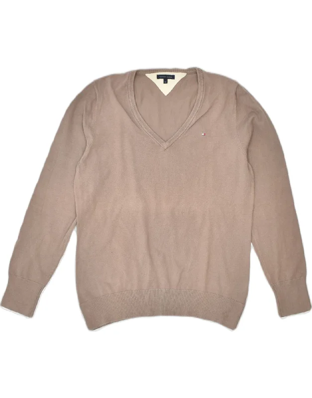 Price Reduction high-fashion hoodieTOMMY HILFIGER Womens V-Neck Jumper Sweater XL Brown Cotton Classic Price Reduction high-fashion hoodieTOMMY HILFIGER Womens V-Neck Jumper Sweater XL Brown Cotton Classic