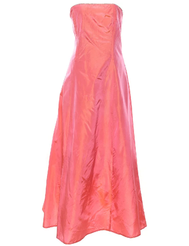 Massive Deals insulated trench coatStrapless 1980s Coral & Pink Maxi Dress - M