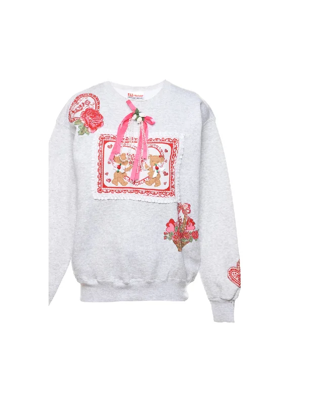 One-DAY Sale everyday winter coatTeddy Bear Print Christmas Sweatshirt - M