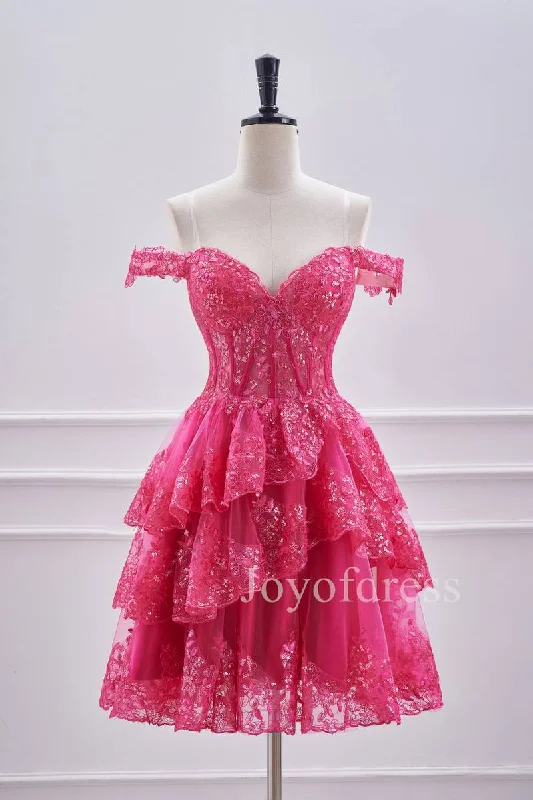 Today’s Special pleated dressHot Pink Lace Appliques Off the Shoulder Ruffle Homecoming Dress