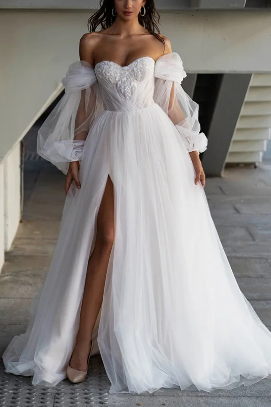 Price Break classic fit-and-flare dressA Line Sweetheart Appliques Hall Casual Wedding Dress with Sleeves Rustic Bridal Gowns QW2613 Price Break classic fit-and-flare dressA Line Sweetheart Appliques Hall Casual Wedding Dress with Sleeves Rustic Bridal Gowns QW2613