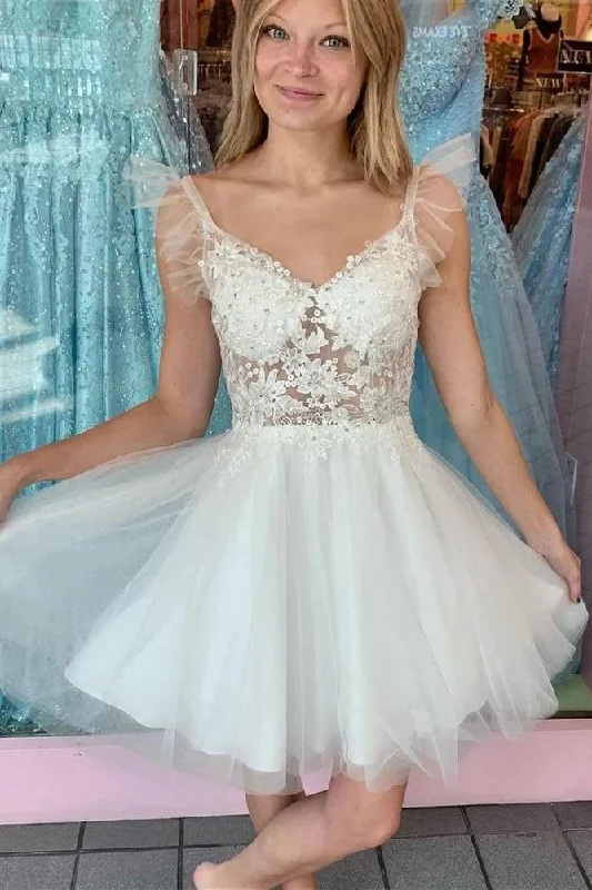 Stock Clearance sophisticated dressA-line Princess Appliques Short Party Homecoming Dress