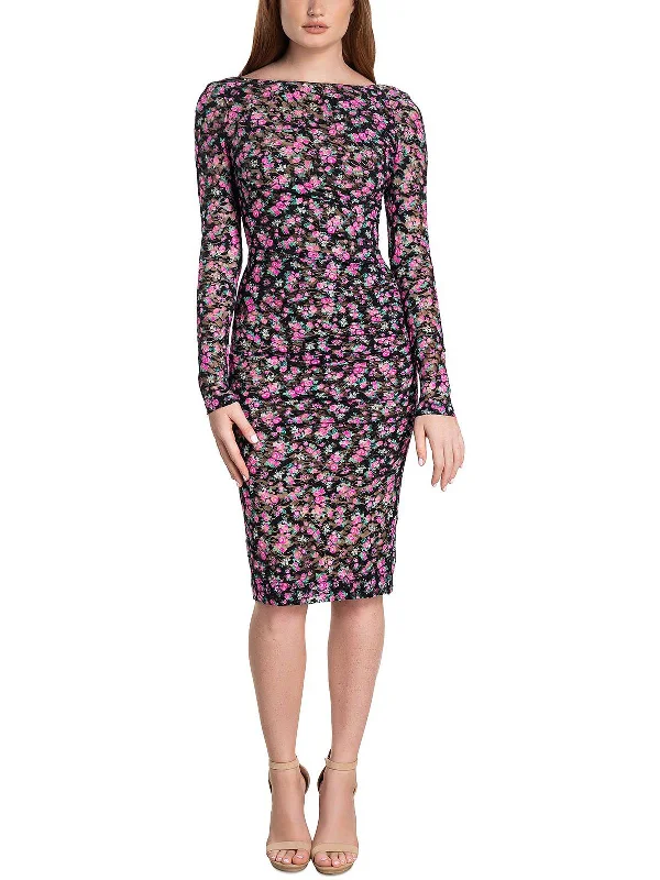 Blowout Sale knit dressWomens Floral Ruched Midi Dress