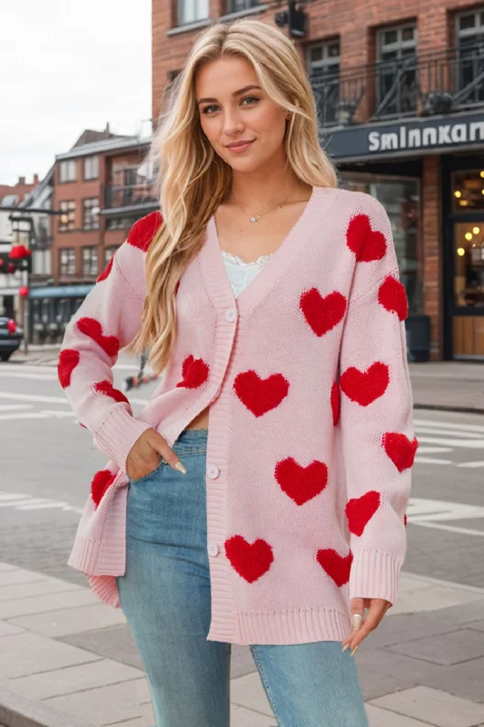 Steals and Deals minimalist gym sweatshirtHeart Button Down Long Sleeve Cardigan