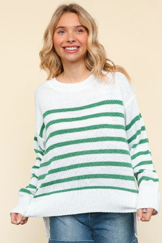 Special Savings padded puffer coatWHITE LOOSE FIT HIGH LOW PULLOVER STRIPE SWEATER