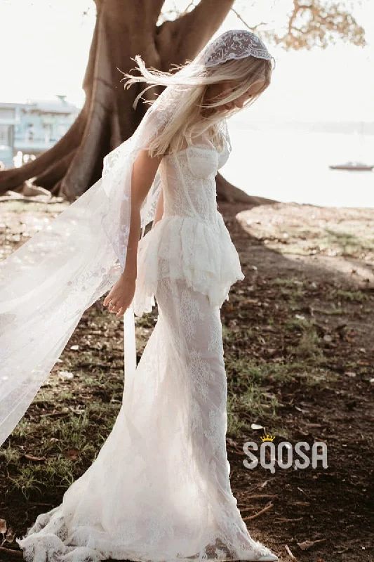 Epic Deals party dressSheath/Column Sweetheart Illusion Lace Bohemian Wedding Dress QW2474 Epic Deals party dressSheath/Column Sweetheart Illusion Lace Bohemian Wedding Dress QW2474
