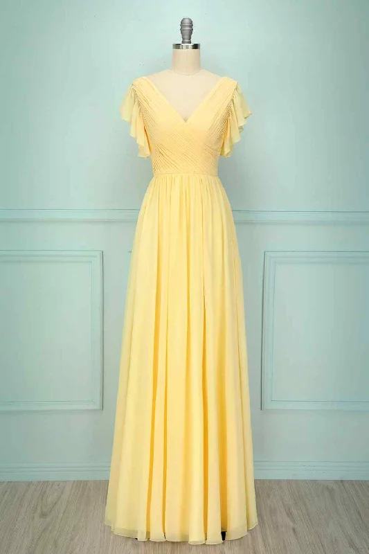 Clearance Items pleated maxi dressLight Yellow A-line V Neck Pleated Chiffon Ruffle Long Bridesmaid Dress Clearance Items pleated maxi dressLight Yellow A-line V Neck Pleated Chiffon Ruffle Long Bridesmaid Dress