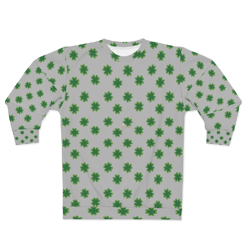 Seasonal Clearance zip-up gym hoodieGrey St. Patty's Day Sweatshirt, Light Gray St. Patrick's Day Green Clover Print Unisex Couple's Sweatshirt- Made in USA Seasonal Clearance zip-up gym hoodieGrey St. Patty's Day Sweatshirt, Light Gray St. Patrick's Day Green Clover Print Unisex Couple's Sweatshirt- Made in USA