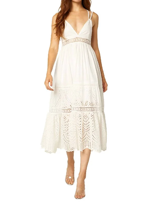 Major Savings pleated maxi dressAllegra Dress In Cotton Eyelet Mix