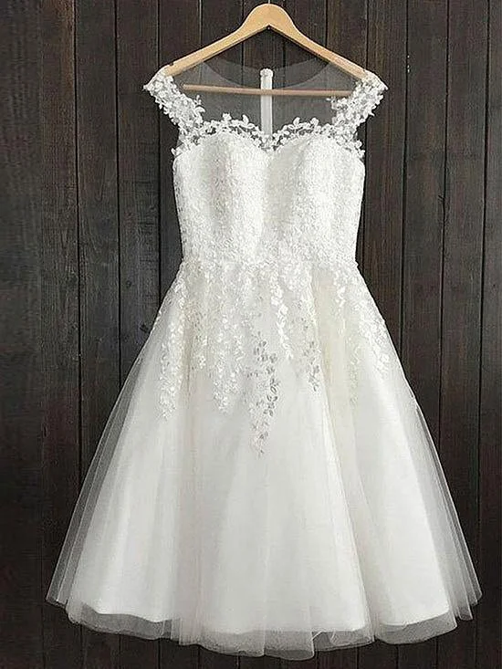 Limited Time Discount White Homecoming Dress A-line Scoop Appliques Tulle Short Prom Dress Party Dress JK550