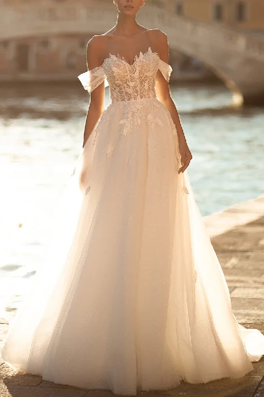 Lowest Prices ruffle dressA Line Sweetheart Appliques Rustic Wedding Dress Bridal Gown QW2197