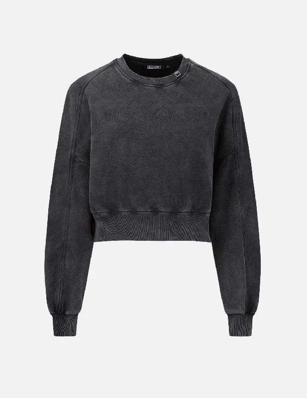 Sneak Peek Sale functional sports hoodieEmbossed Slogan Cropped Sweatshirt