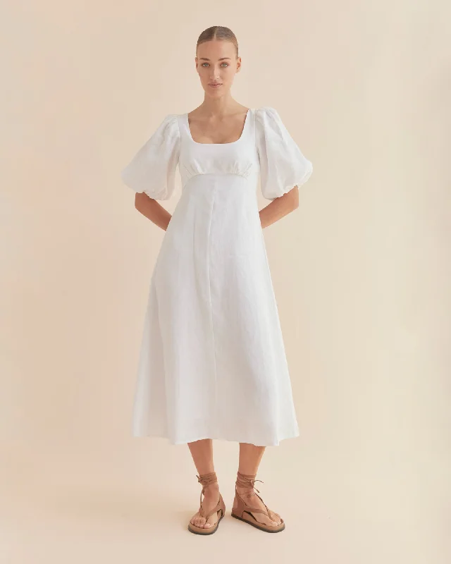 Flash Sale Romilly Linen Midi Dress - White