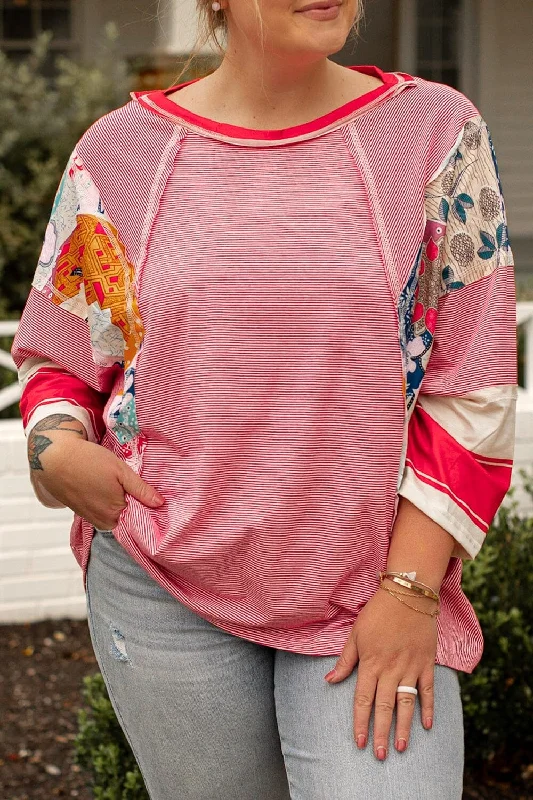 Fantastic Offers performance workout sweatshirtPlus Size Exposed Seam Printed Striped Round Neck Sweatshirt Fantastic Offers performance workout sweatshirtPlus Size Exposed Seam Printed Striped Round Neck Sweatshirt