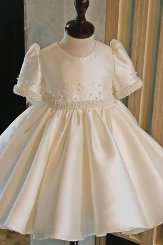 Deep Discounts statement dressBall Gown Pearls Short Sleeves Cute Flower Girl Dress First Communion Dress QF1049 Deep Discounts statement dressBall Gown Pearls Short Sleeves Cute Flower Girl Dress First Communion Dress QF1049