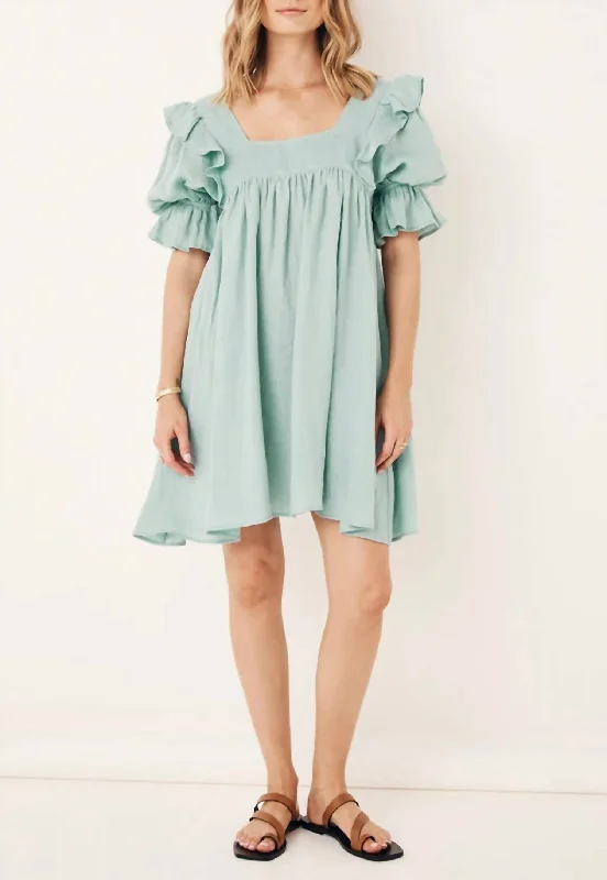 Savings Spectacular cocktail party dressMae Linen Mini Dress in Seafoam