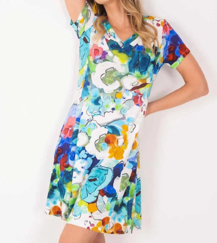 Buy More, Save More form-fitting dressWild Virginia Floral V- Neck Dress in Multi