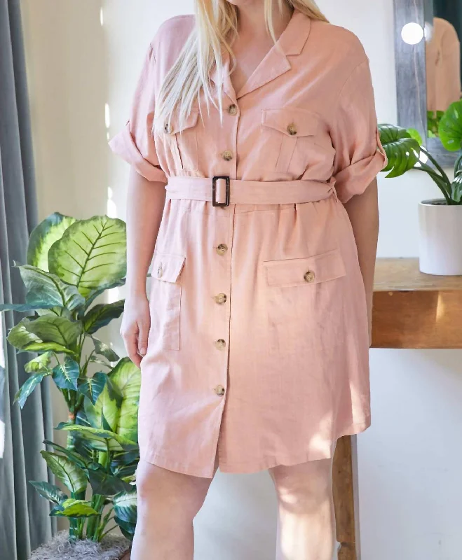 Blowout Deals wrap dressBelted Shirt Plus Dress In Pink