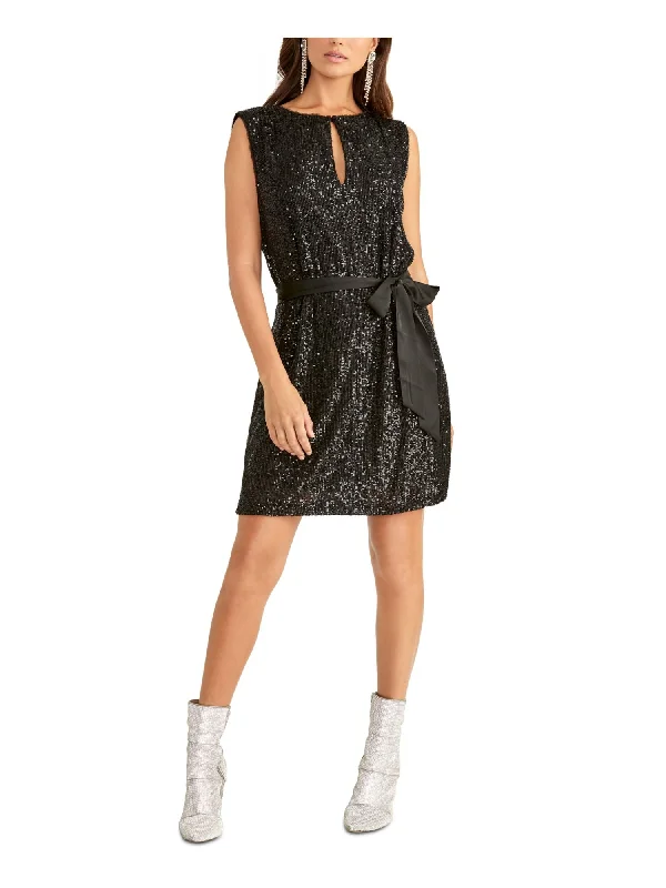 Quick Sale RACHEL ROY Womens Sequined Sleeveless Keyhole Short Party Sheath Dress