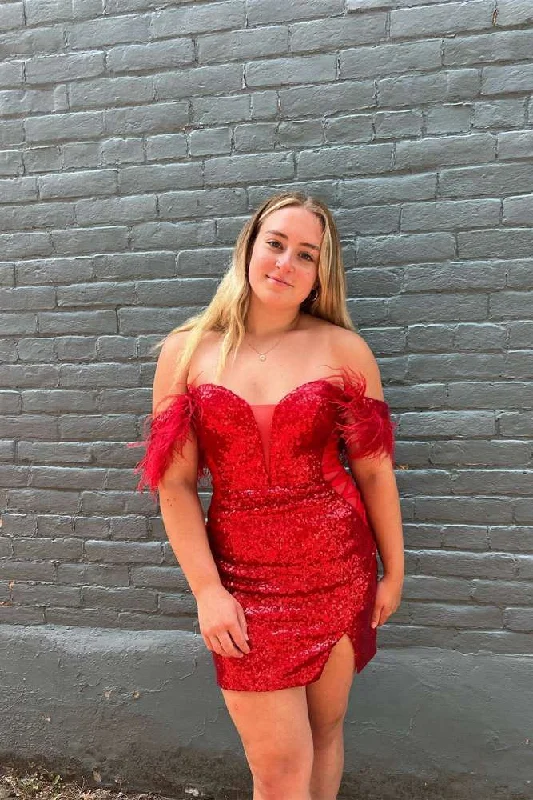 Inventory Reduction velvet dressRed Off-the-Shoulder Sequins Sweetheart Sheath Homecoming Dress Inventory Reduction velvet dressRed Off-the-Shoulder Sequins Sweetheart Sheath Homecoming Dress